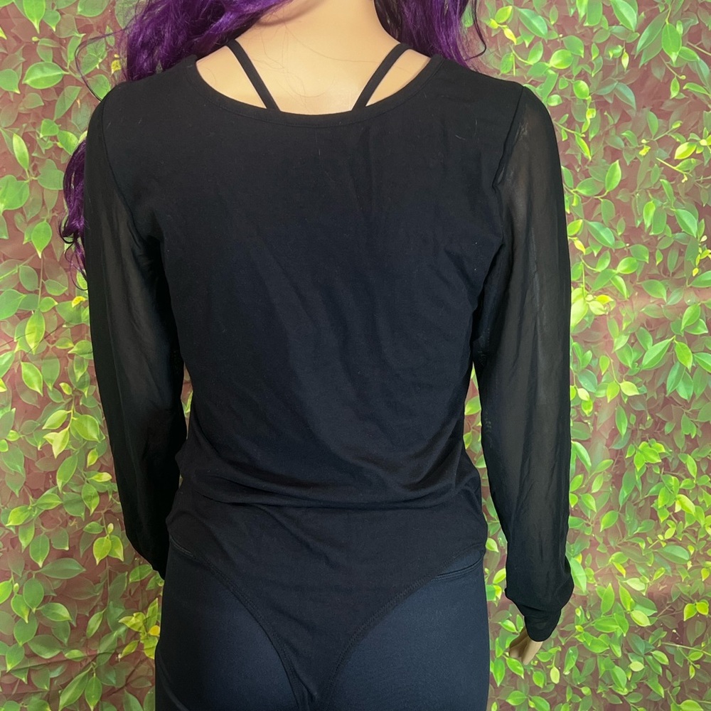 Black Sheer Sleeve Top - Picture 8 of 11